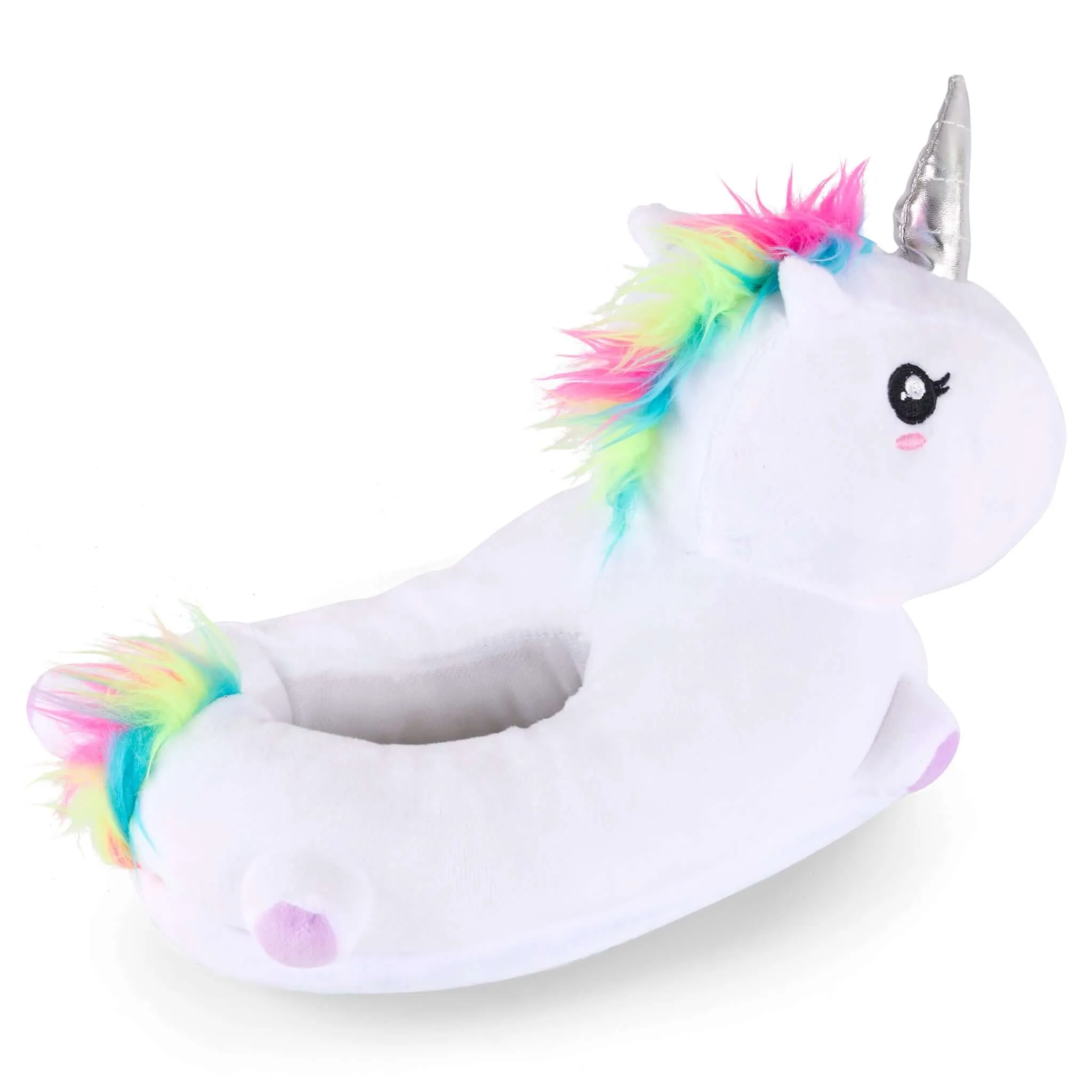 3D Plush White Unicorn Slippers - UK Size 2-6
