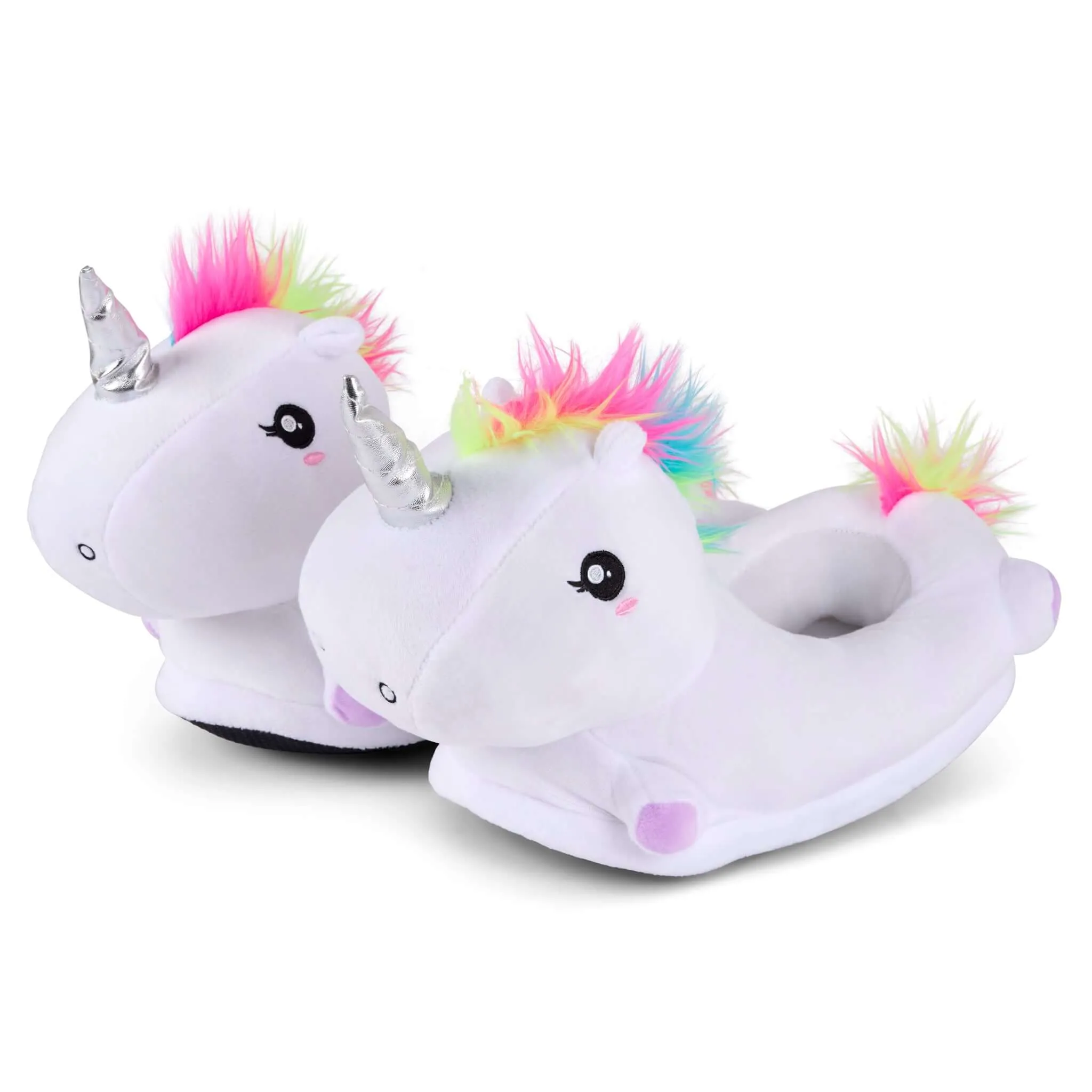 3D Plush White Unicorn Slippers - UK Size 2-6