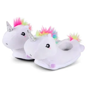 3D Plush White Unicorn Slippers - UK Size 2-6