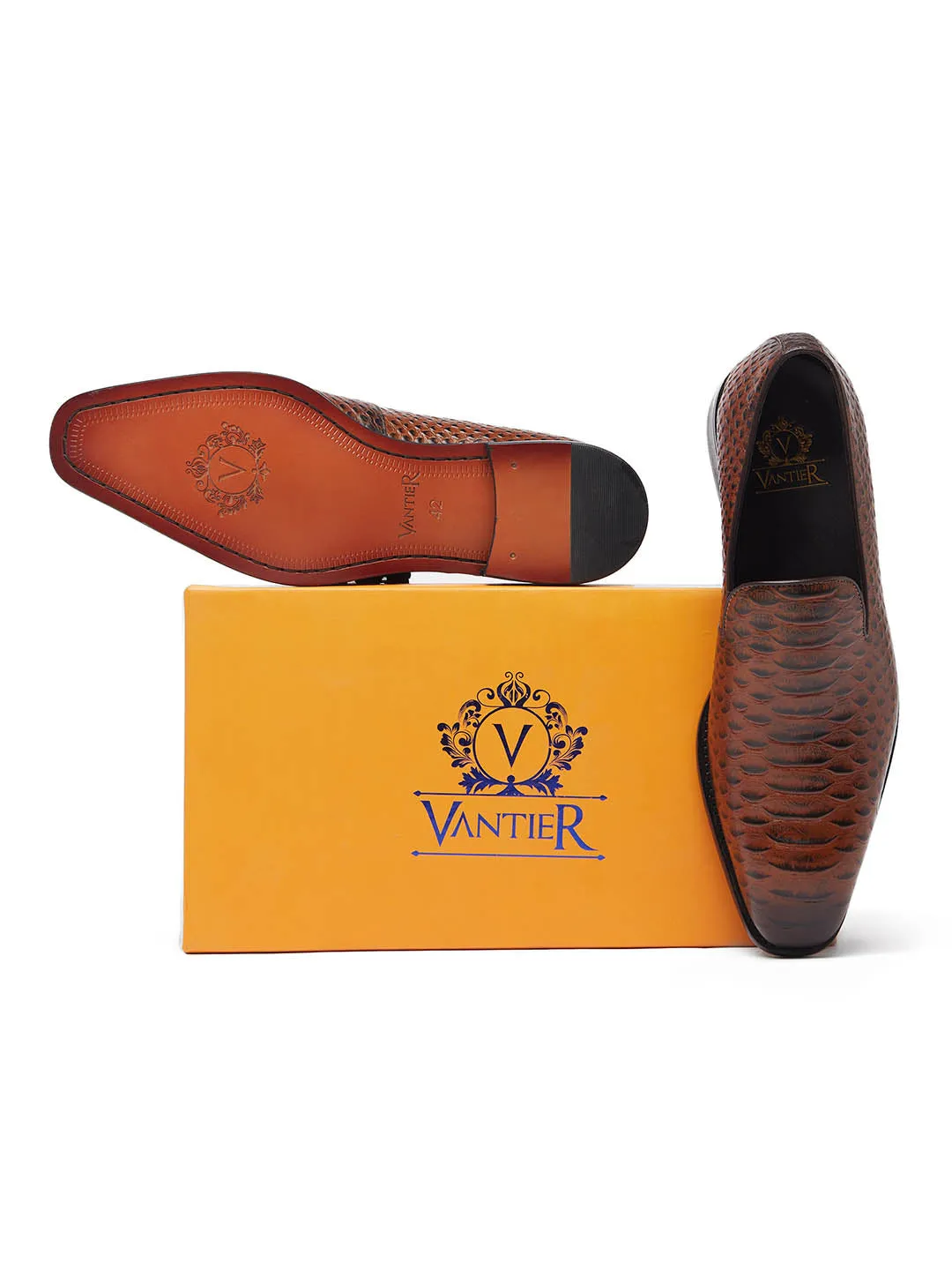 Alligator Slip on Brown