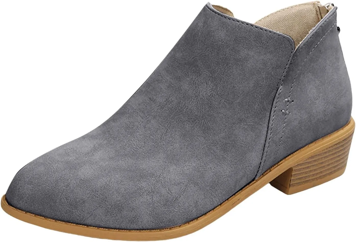 Ankle Boots for Women Low Chunky Heel Chelsea Booties with Side Split Detail and Back Zippers with Tassel Short Boots Booties