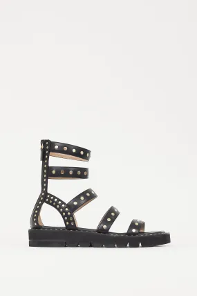 Black & Gold Studded Gala Lift Sandal