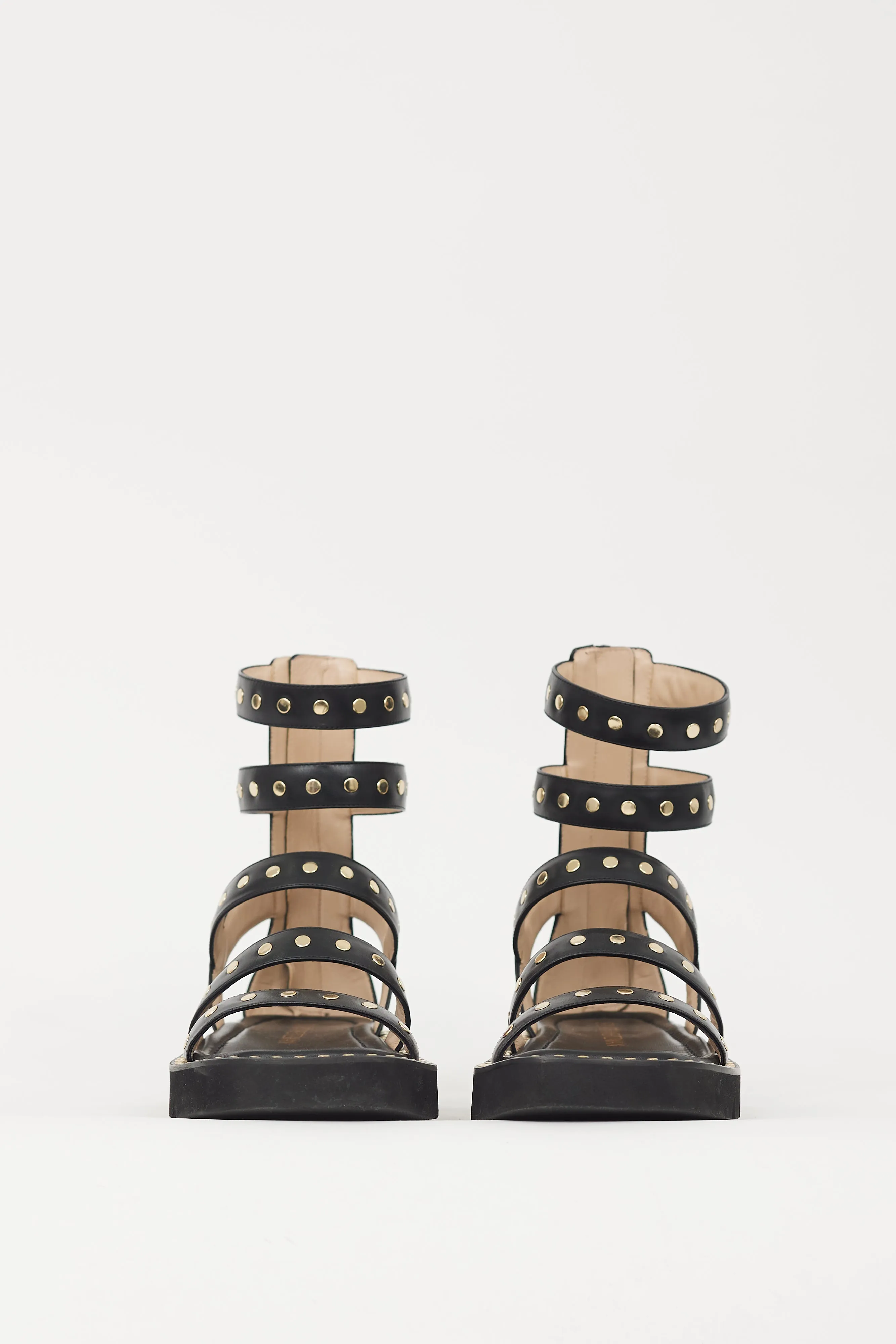 Black & Gold Studded Gala Lift Sandal