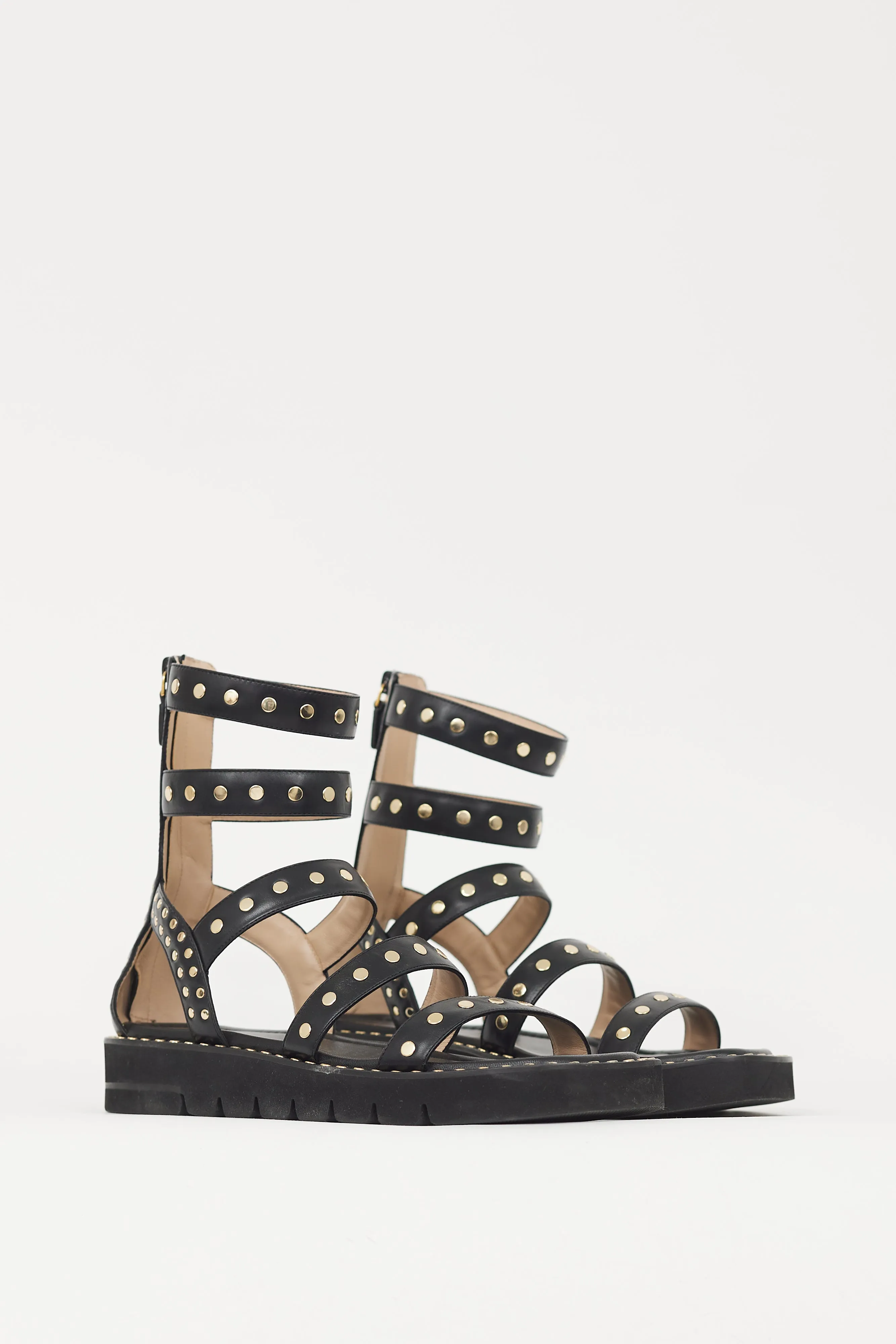 Black & Gold Studded Gala Lift Sandal