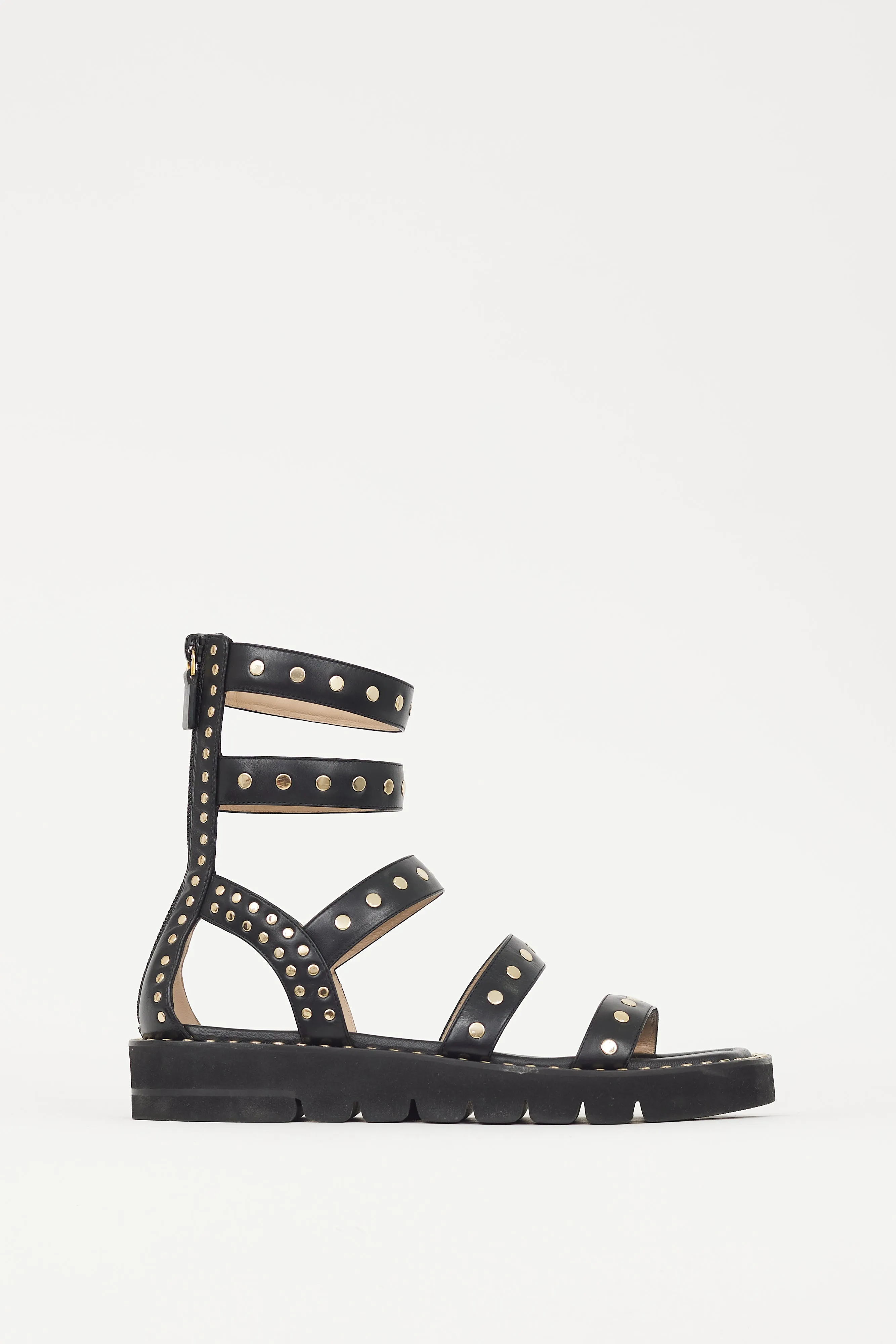 Black & Gold Studded Gala Lift Sandal