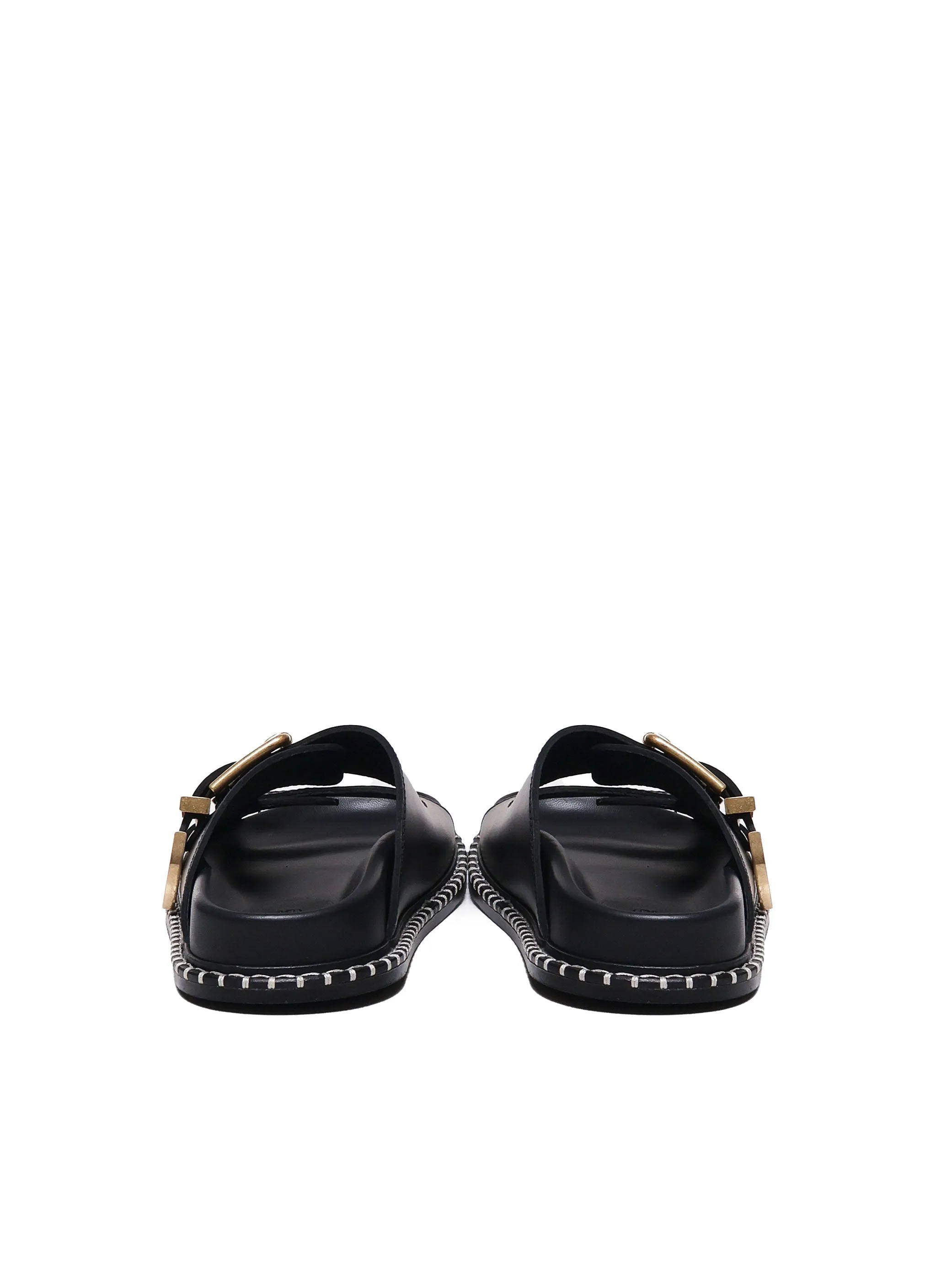 Black Leather Sandals with Buckle