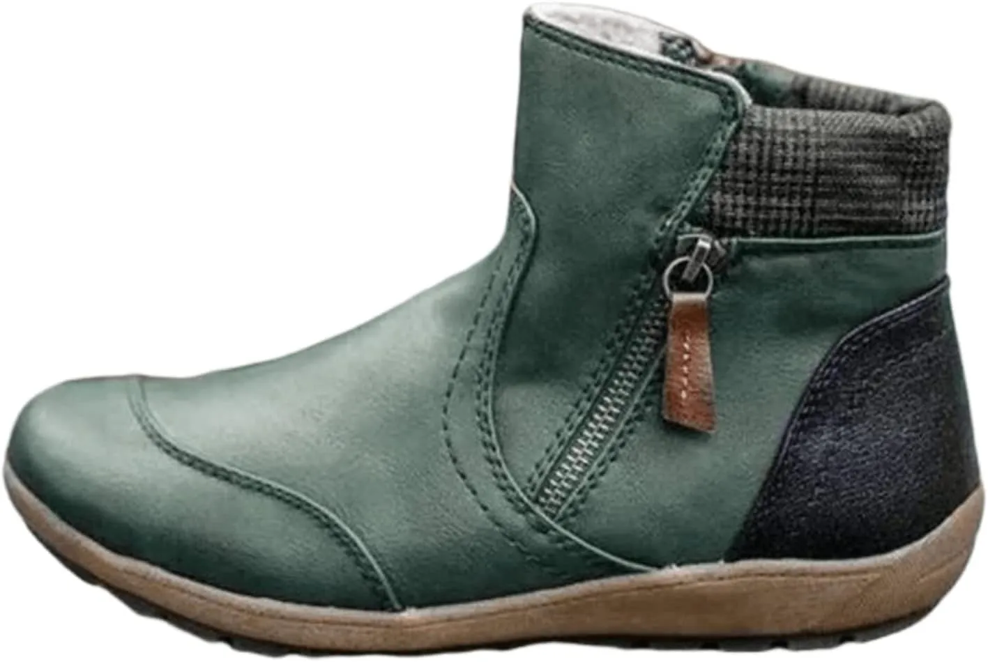 Boots For Women 2024 No Heel Fashion Ankle Boots Short Booties Cowboy Cowgirl Western Classic High Top Walking Shoes
