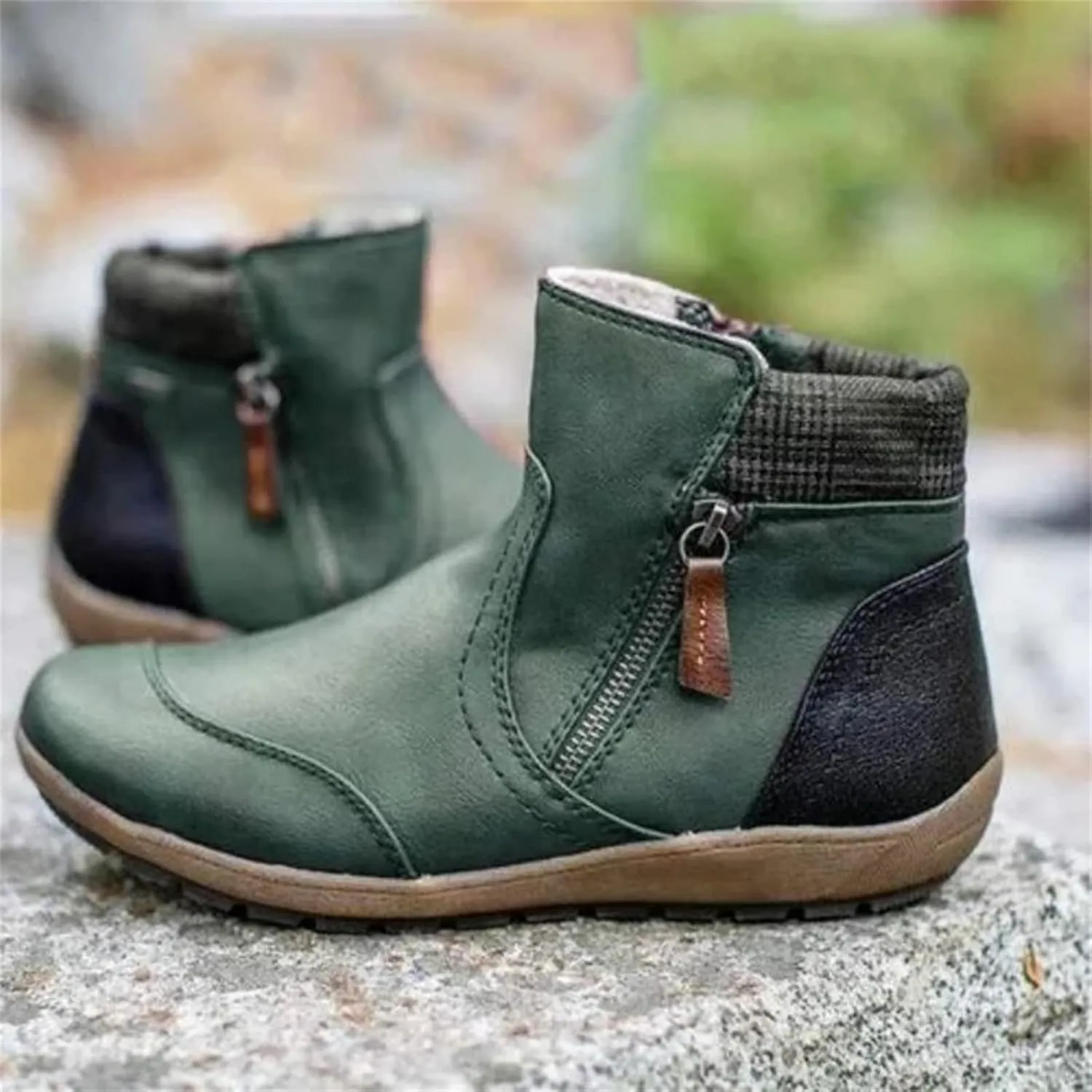 Boots For Women 2024 No Heel Fashion Ankle Boots Short Booties Cowboy Cowgirl Western Classic High Top Walking Shoes