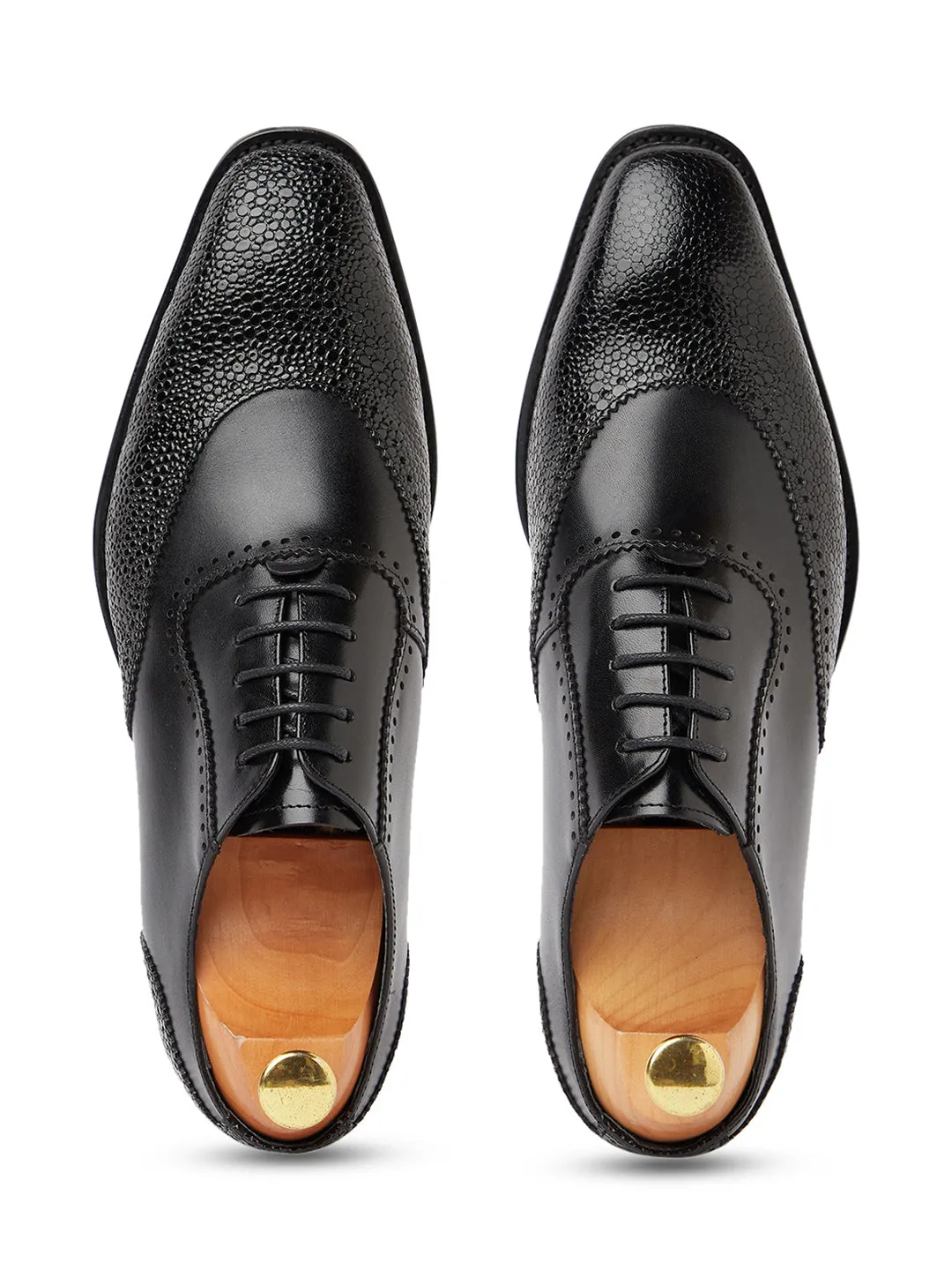 Canne Stingray Leather Oxfords - Black