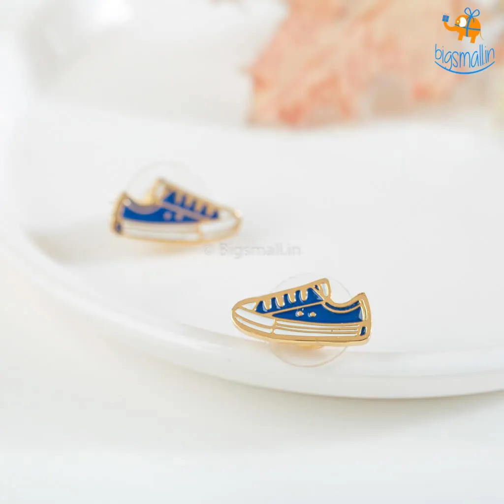 Canvas Shoes Gold Plated Earrings