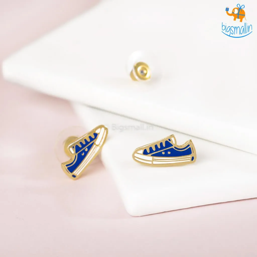 Canvas Shoes Gold Plated Earrings