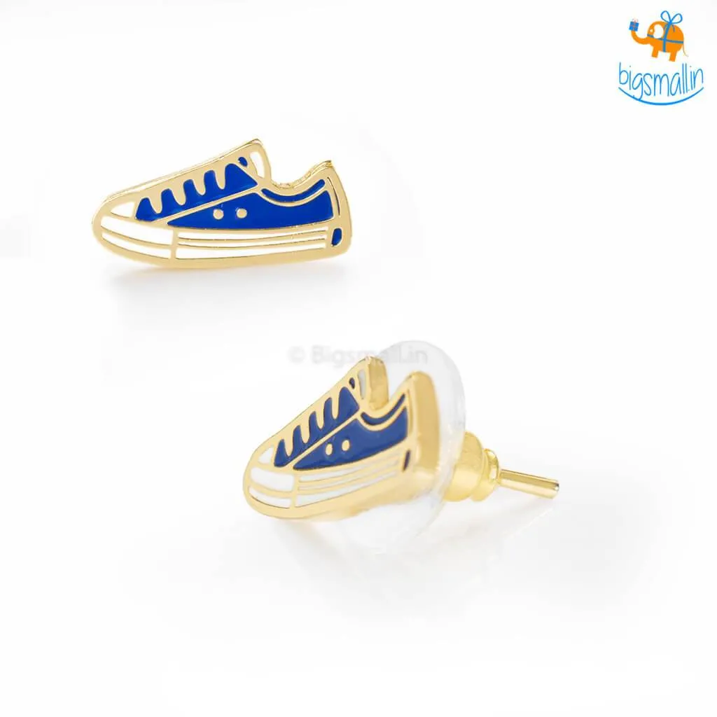 Canvas Shoes Gold Plated Earrings