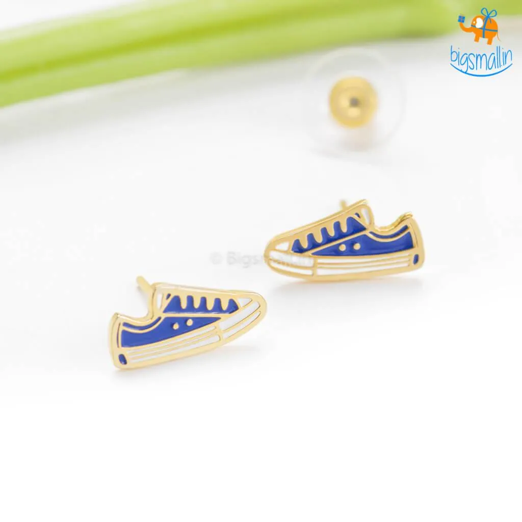Canvas Shoes Gold Plated Earrings