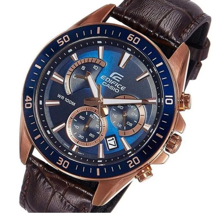 Casio Edifice Retrograde Leather Men's Chrono Watch - EFR552GL-2A