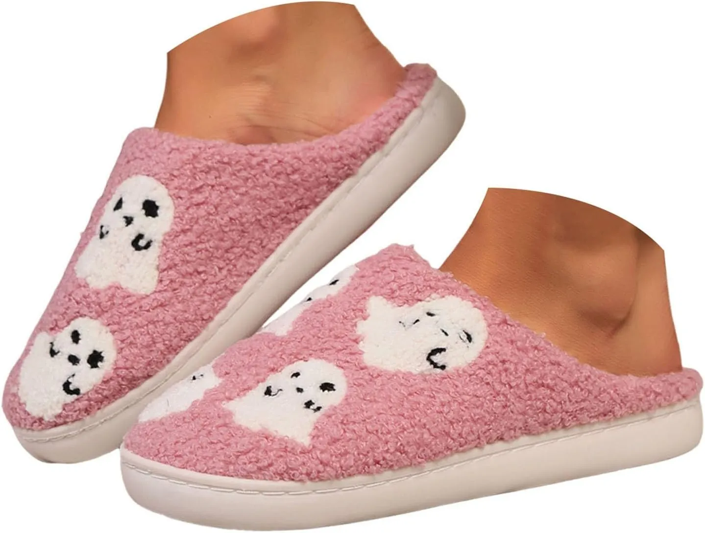 Cathalem Halloween Slippers for Women Retro Cozy Comfy Plush Warm Fur Lined House Slippers Lightweight Fuzzy Slip-on Shoes