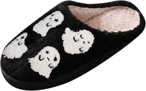 Cathalem Halloween Slippers for Women Retro Cozy Comfy Plush Warm Fur Lined House Slippers Lightweight Fuzzy Slip-on Shoes