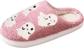 Cathalem Halloween Slippers for Women Retro Cozy Comfy Plush Warm Fur Lined House Slippers Lightweight Fuzzy Slip-on Shoes