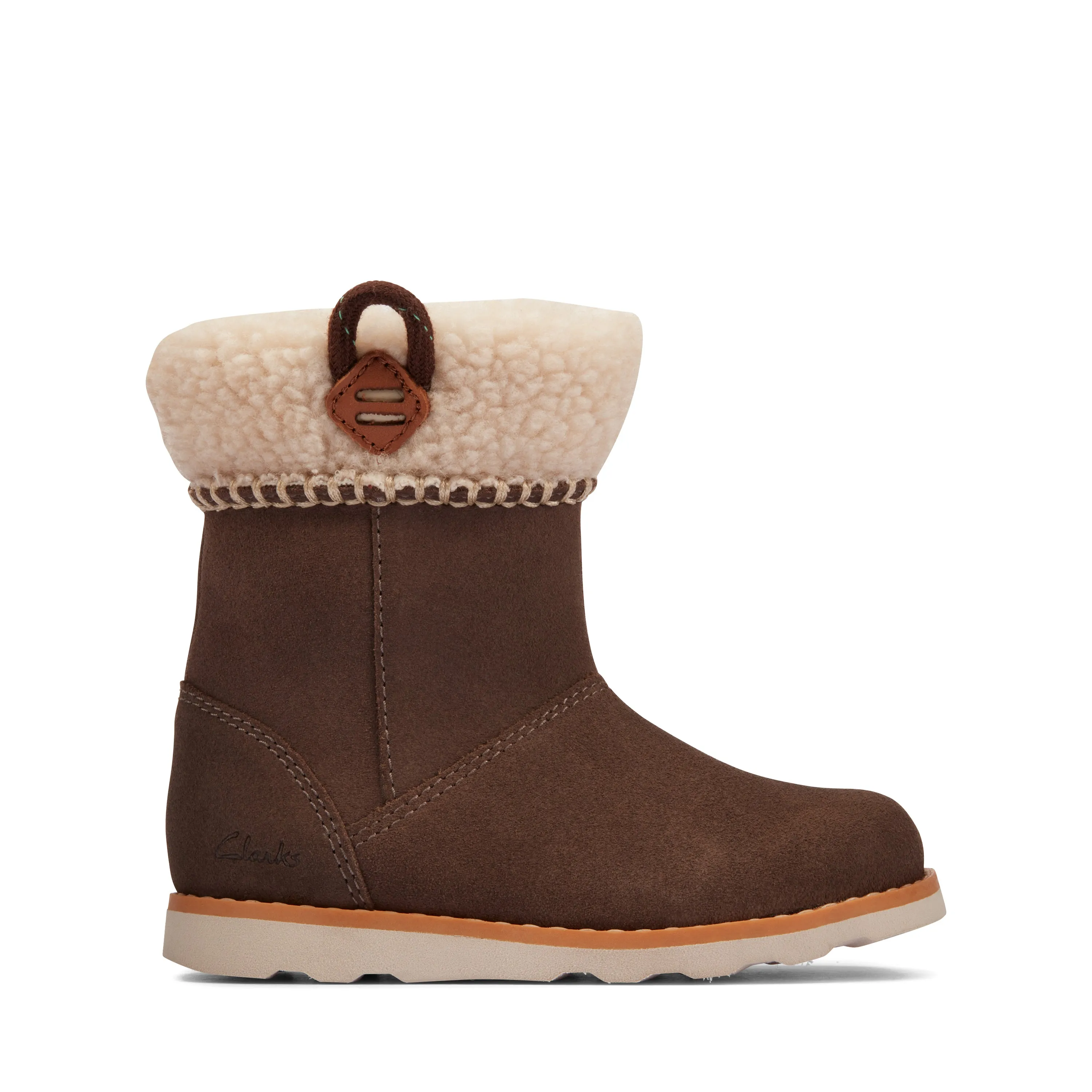 Clarks Crown Loop Girls Walnut Suede Boot