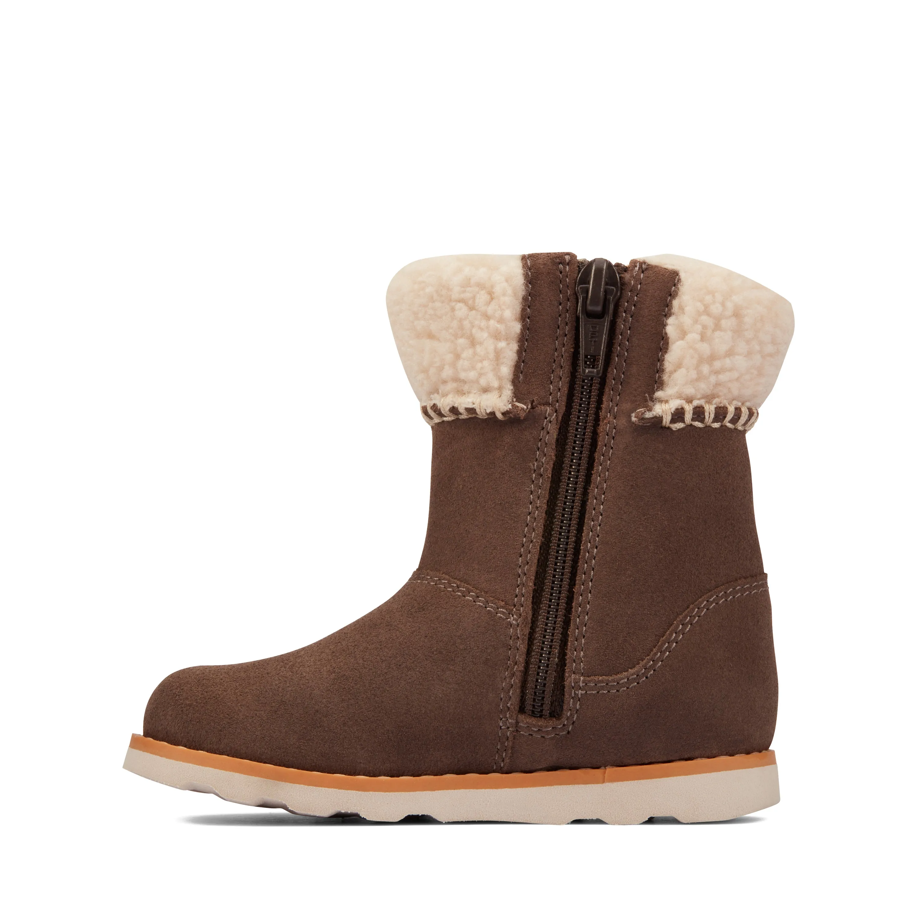 Clarks Crown Loop Girls Walnut Suede Boot