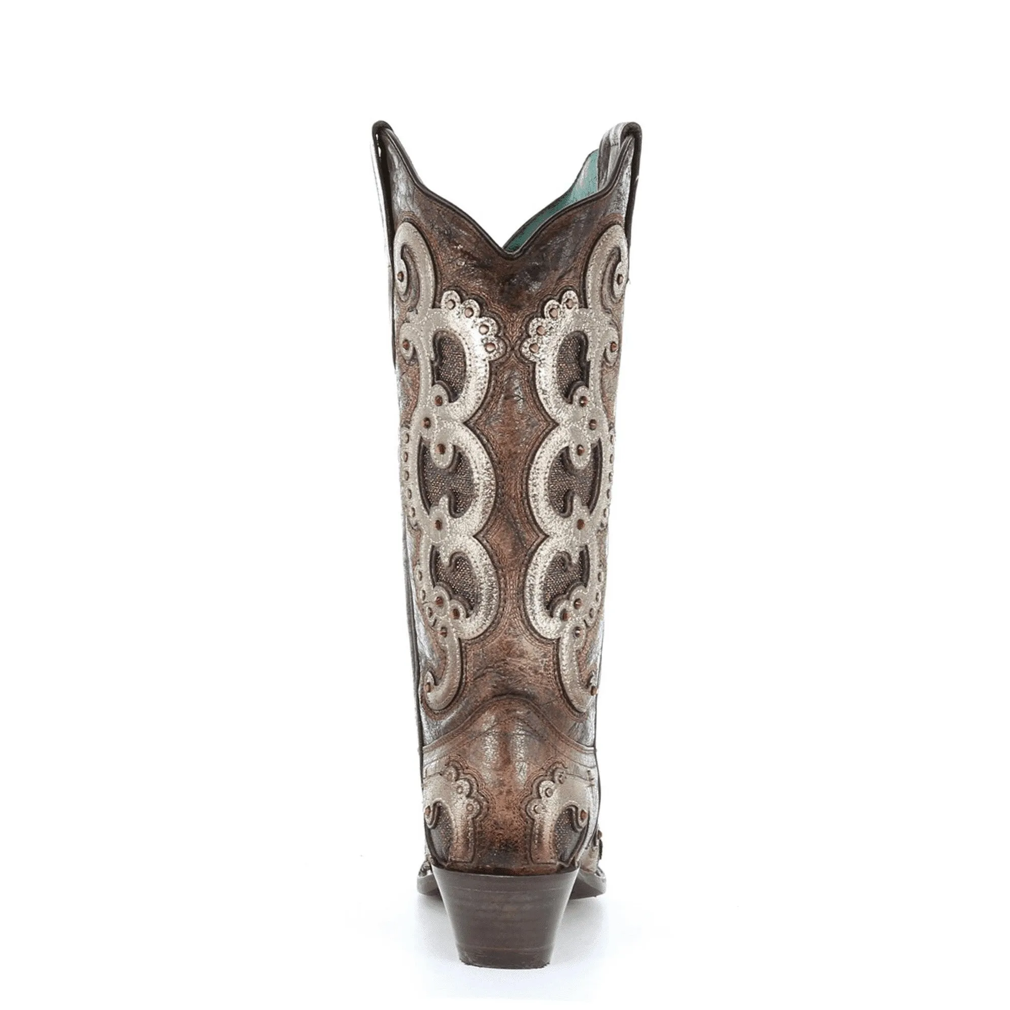 Corral Ladies Brown & Grey Overlay Embroidery & Studs Boots E1509