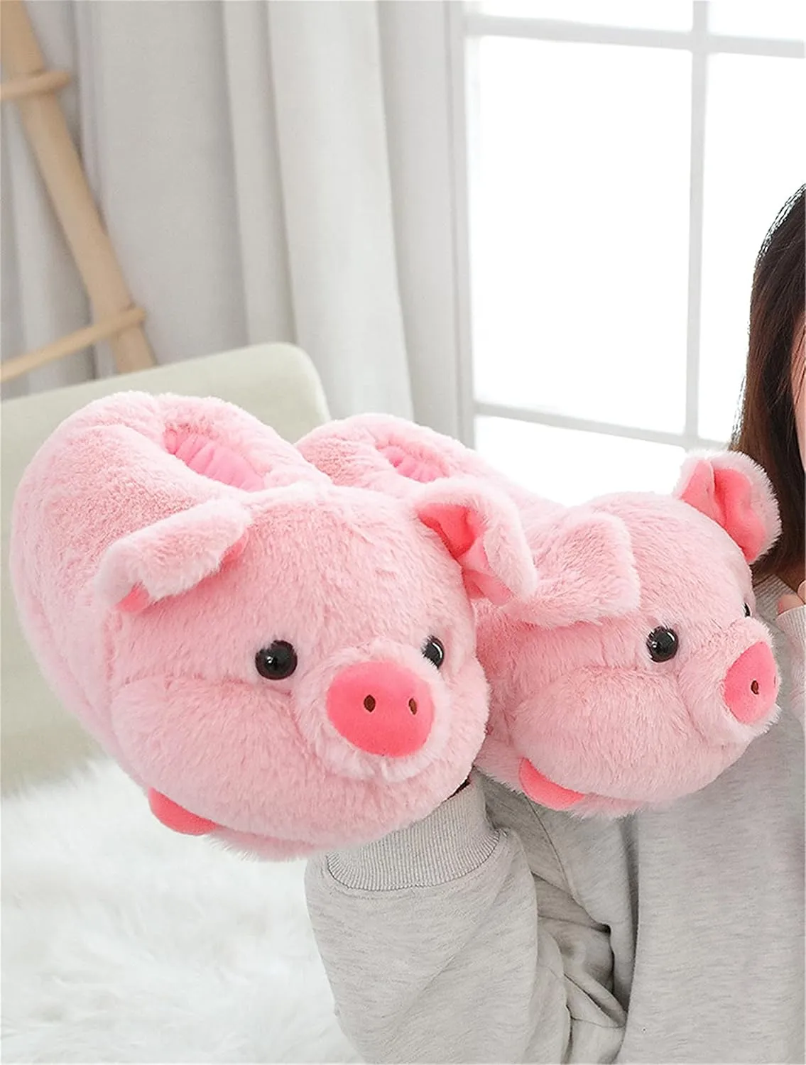 Cute Pig Cartoon Animal Home Furry Slippers - Women's Warm Winter Slippers