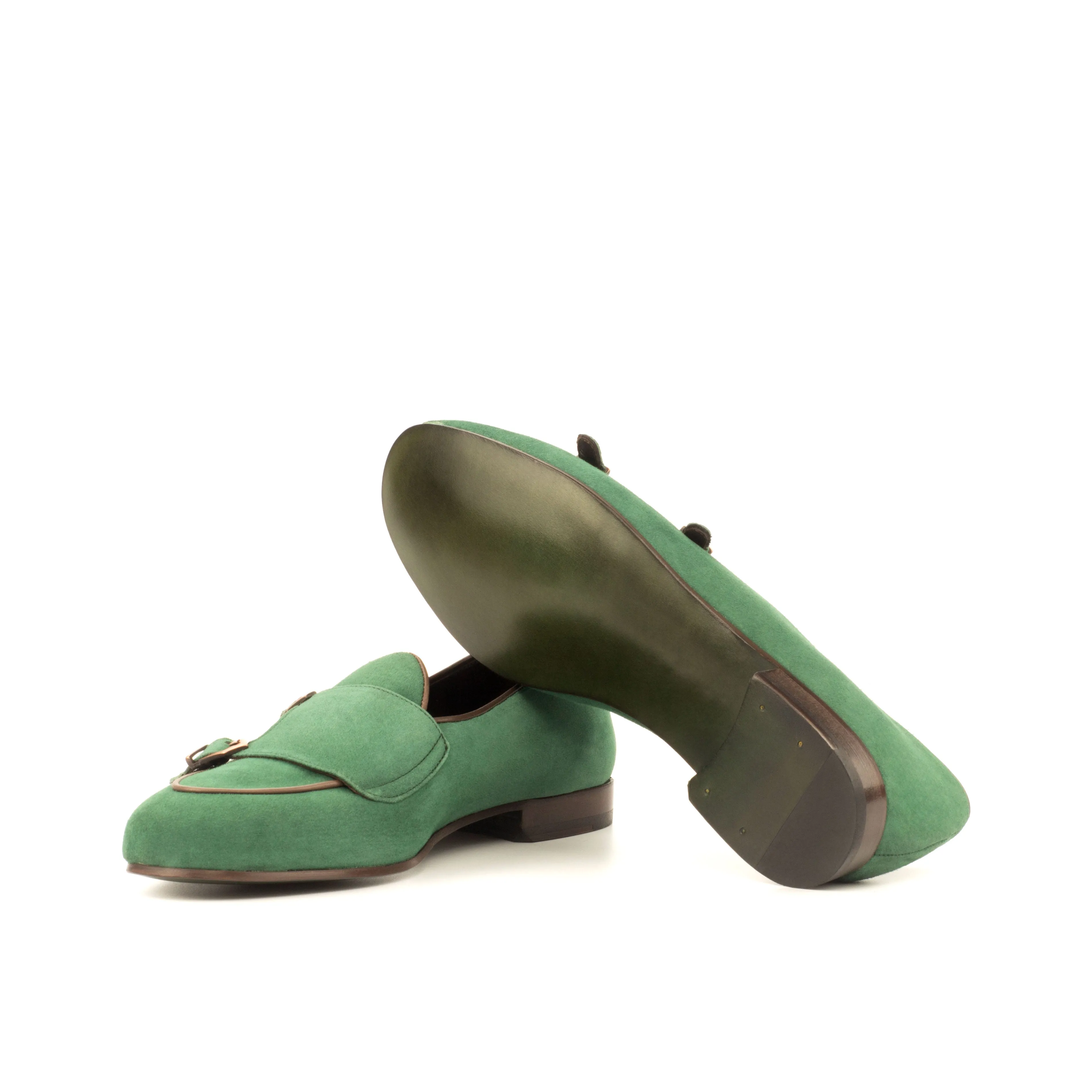 DapperFam Rialto in Forest / Dark Brown Men's Suede & Italian Leather Monk Slipper