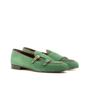DapperFam Rialto in Forest / Dark Brown Men's Suede & Italian Leather Monk Slipper