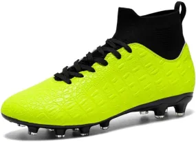 DHOVOR Boys Girls High-Top Soccer Cleats Youth Professional Football Cleats Unisex Lightweight Soccer Shoes for Kids