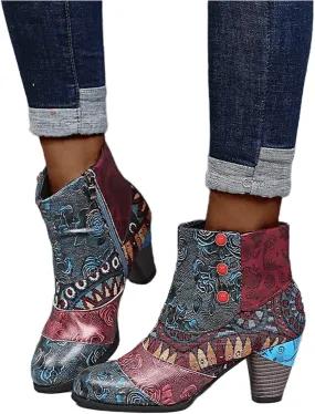 Lausiuoe Ankle Boots For Women Dressy Chunky Heel Slip on Pointed Toe Booties Wide Width Side Zipper Western Short Boots