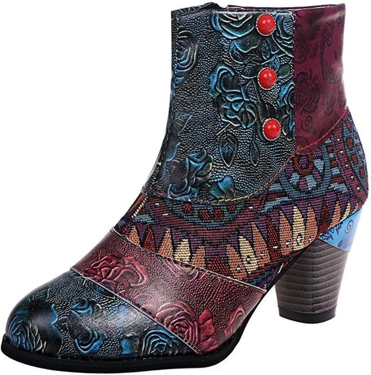 Lausiuoe Ankle Boots For Women Dressy Chunky Heel Slip on Pointed Toe Booties Wide Width Side Zipper Western Short Boots