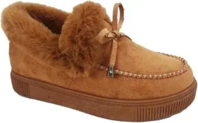 Lausiuoe Womens Winter Boots With Fur Lined Warm Snow Fuzzy Ankle Booties Flat Cute Silp On Comfortable Casual Loafers