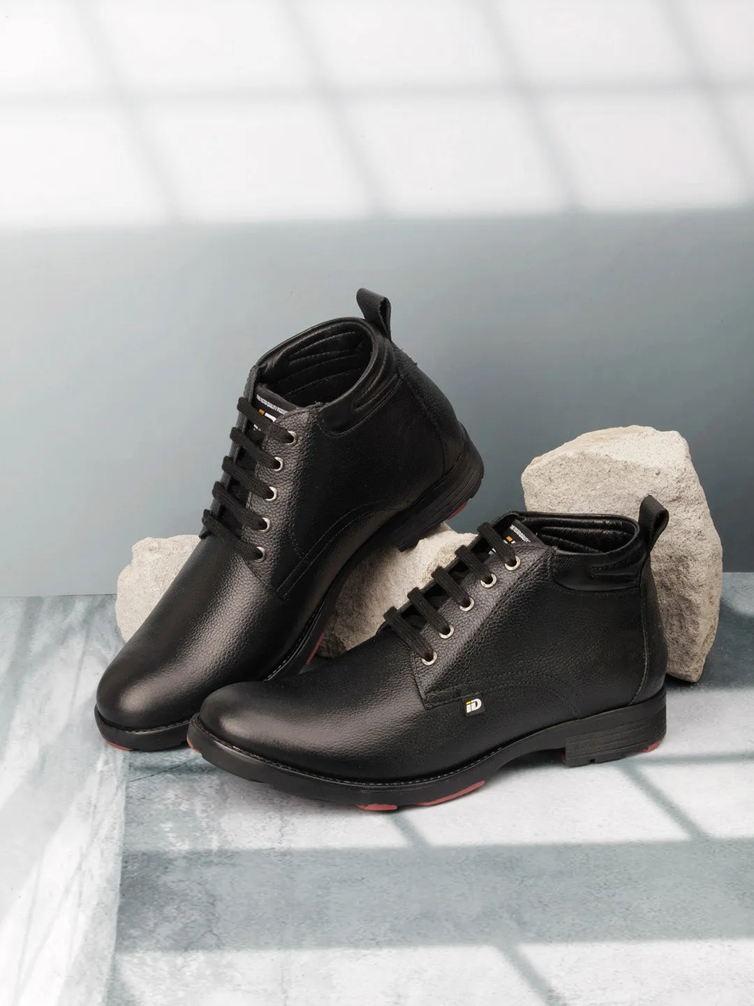 Mens Durable Black Leather Boots (ID1073)