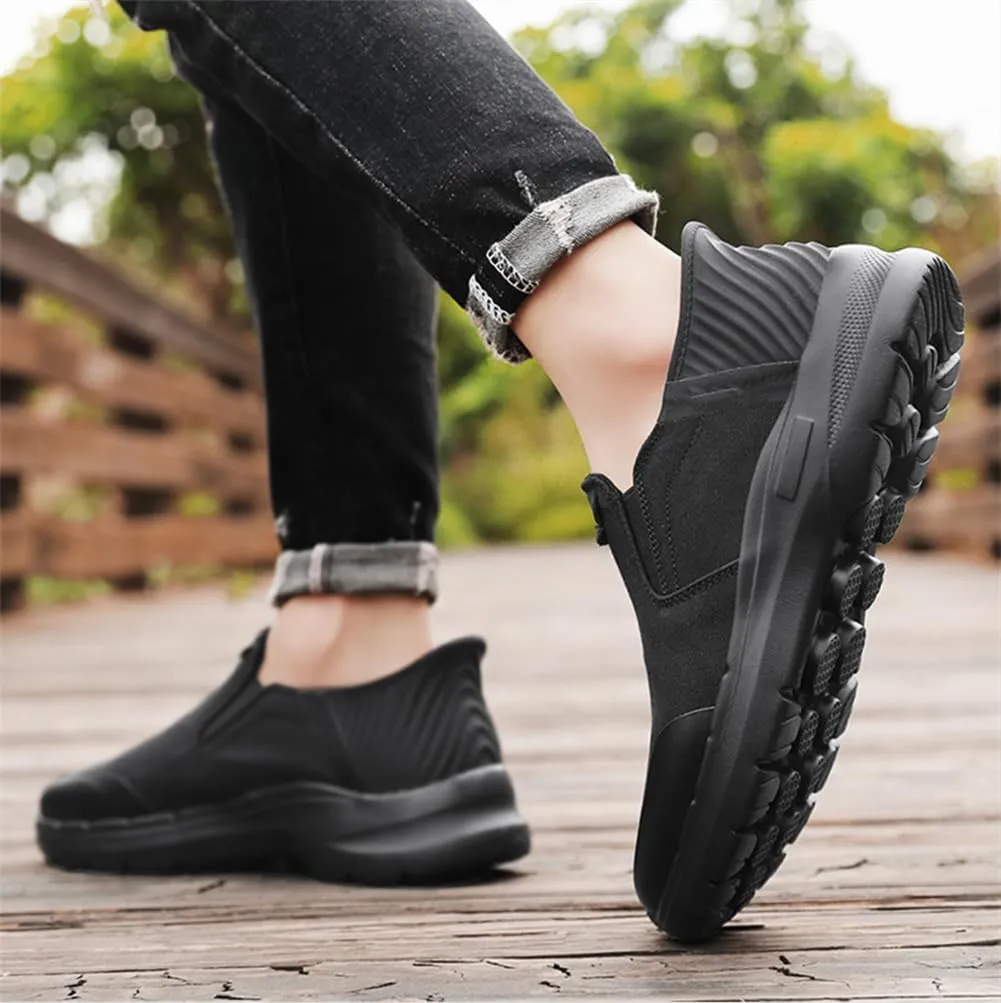 Men's Canvas Slip On Platform Anti-Slip Hiking Sneakers Fashionable Breathable Leisure Flat Retro Comfortable Shoes