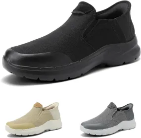 Men's Canvas Slip On Platform Anti-Slip Hiking Sneakers Fashionable Breathable Leisure Flat Retro Comfortable Shoes