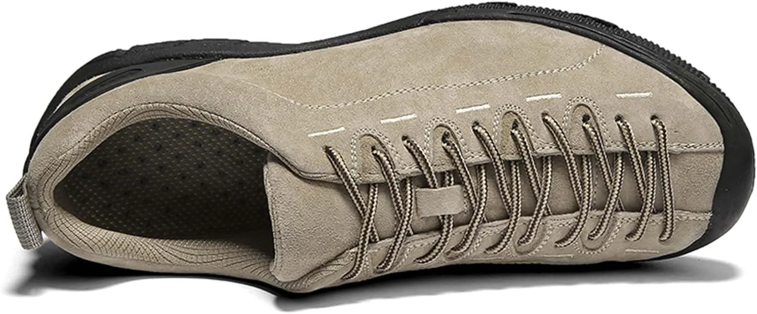 Men's Fashion Genuine Leather Suede Walking Shoes,Genuine Leather Low Top Flat Men's Casual Shoes,Driving Shoes,Men's Casual Sneakers,Toe Crash Protection