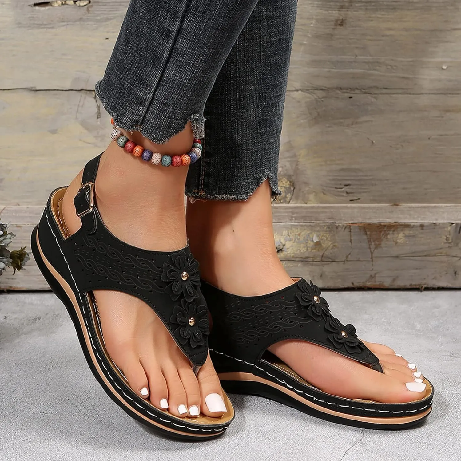 Mens Flip Flops Orthopedic Sandals for Women Adjustable Orthotic Thong Sandals with Arch Support Platform Flip Flops