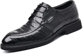 Men's Slip-On Leather Business Casual Breathable Shoes, Comfortable Formal Dress Sneakers