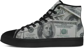 Money Shoes for Men Women Dollar High Top Canvas Sneakers Lace Up Casual Walking Shoes Gifts for Boyfriend Girlfriend