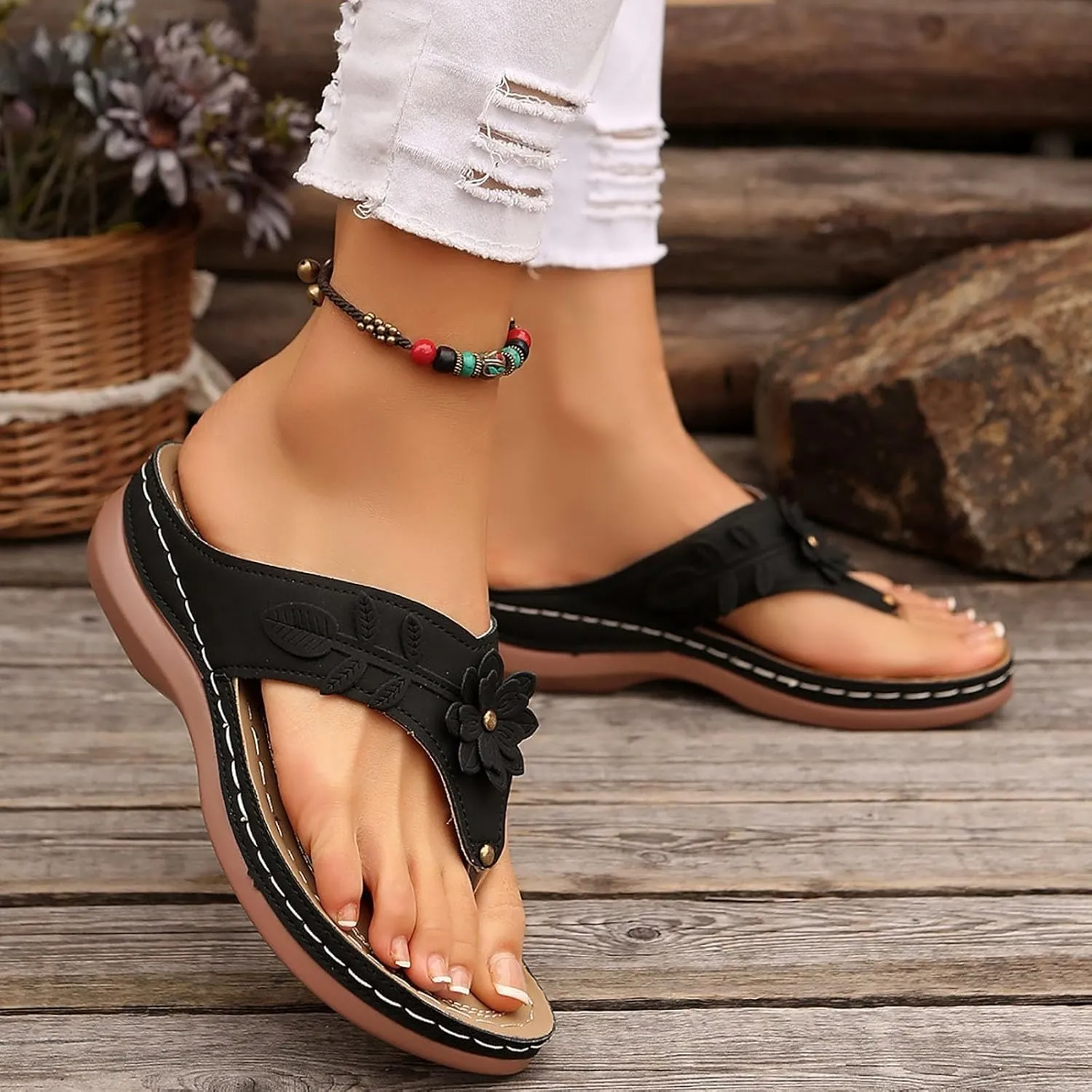 Orthopedic Sandals for Women 2025,Dressy Slip On Flip Flops Sandals with Arch Support Chic Comfortable Wide Width Platform Thong Breathable Cutout Open Toe Summer Walking Casual Beach Slippers