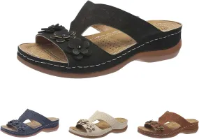 Orthopedic Sandals for Women Open Toe Flower Slippers Slip On Orthotic Sandals Summer Beach Slides 2025 Dressy Comfortable Walking Shoes Retro Style Sport Slippers Indoor and Outdoor