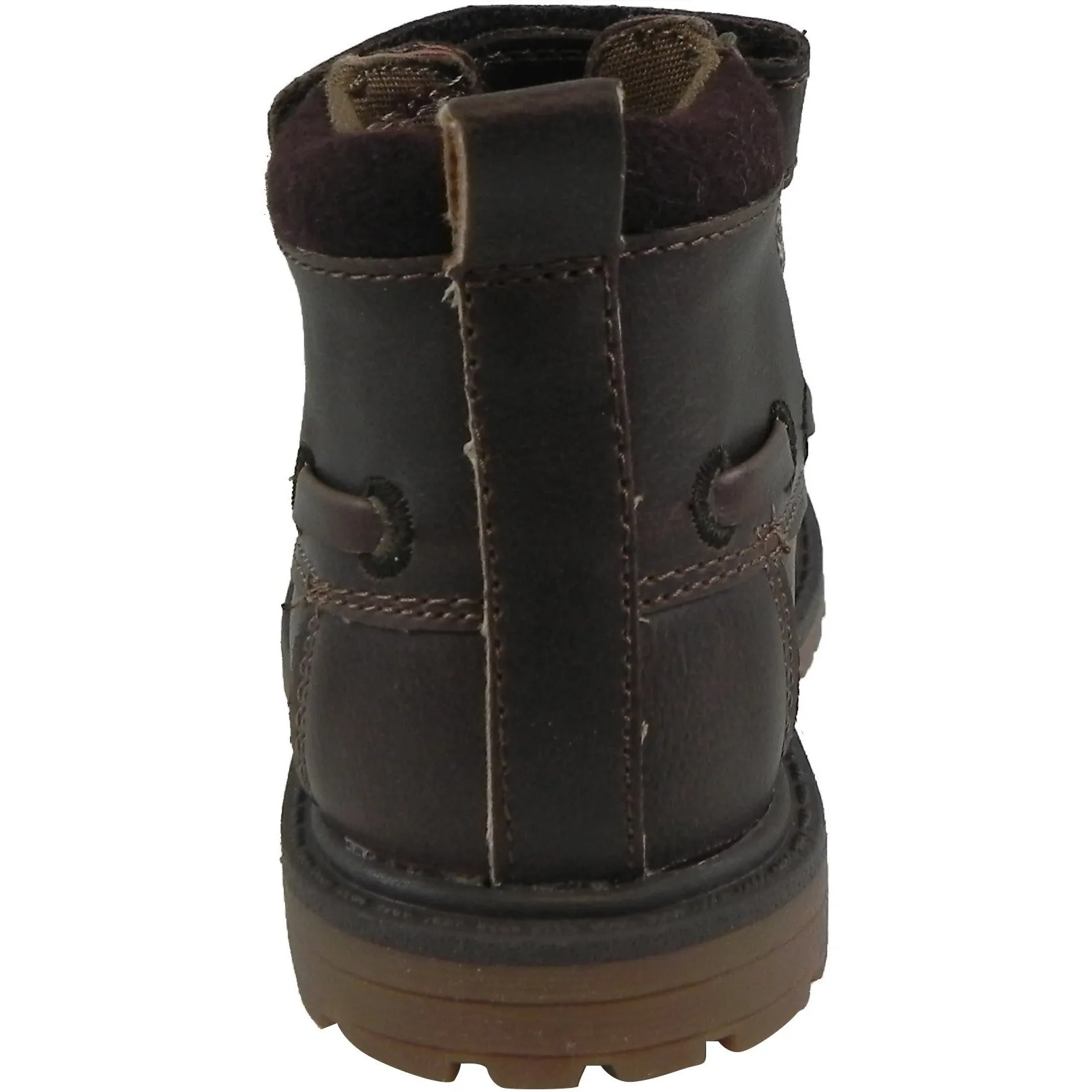 OshKosh Boy's Joey Classic Leather Stretch Laces Hook and Loop Slip On Boots Brown