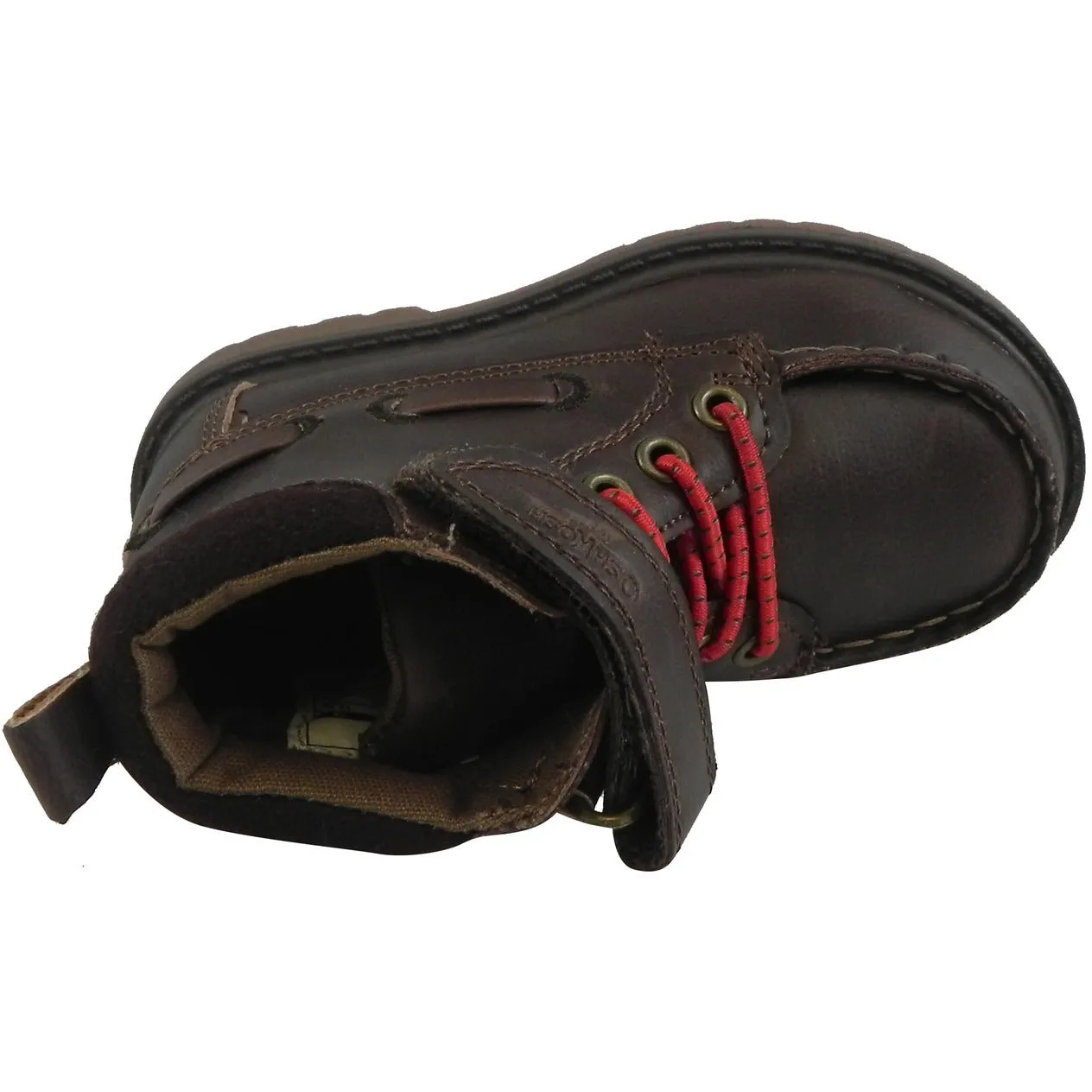 OshKosh Boy's Joey Classic Leather Stretch Laces Hook and Loop Slip On Boots Brown