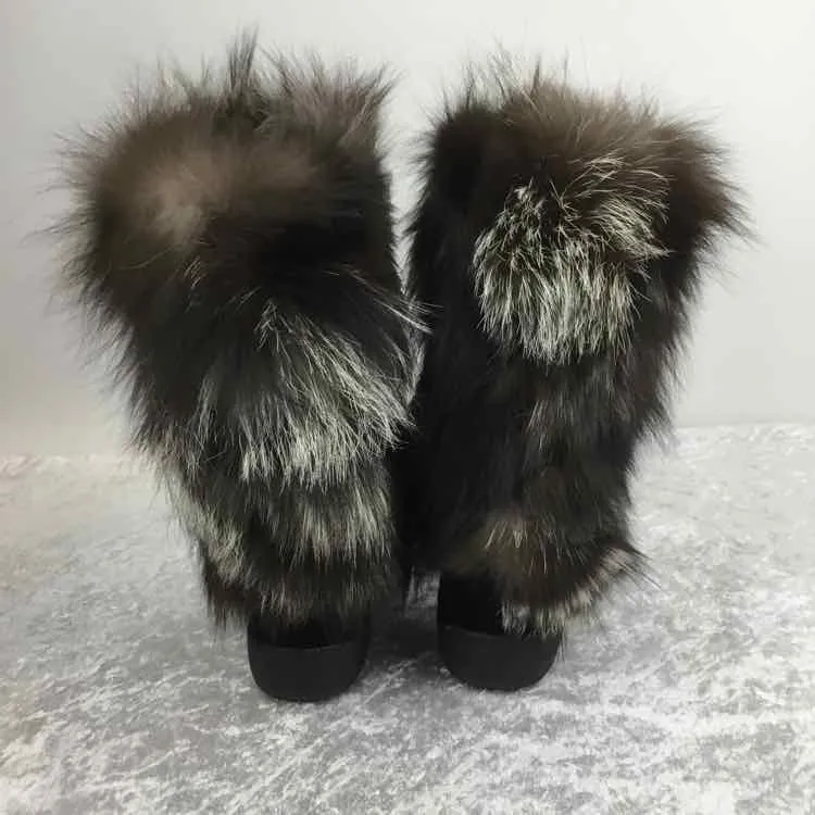 Pajar Women Size 37 Brown/black NWOT Fur Trim Mid Calf Boots
