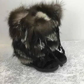 Pajar Women Size 37 Brown/black NWOT Fur Trim Mid Calf Boots