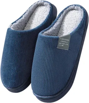 Roorsily Soft Plush Slippers for Men Comfortable Memory Foam Slippers Fleece Lined Cotton Slippers Winter Indoor Slippers
