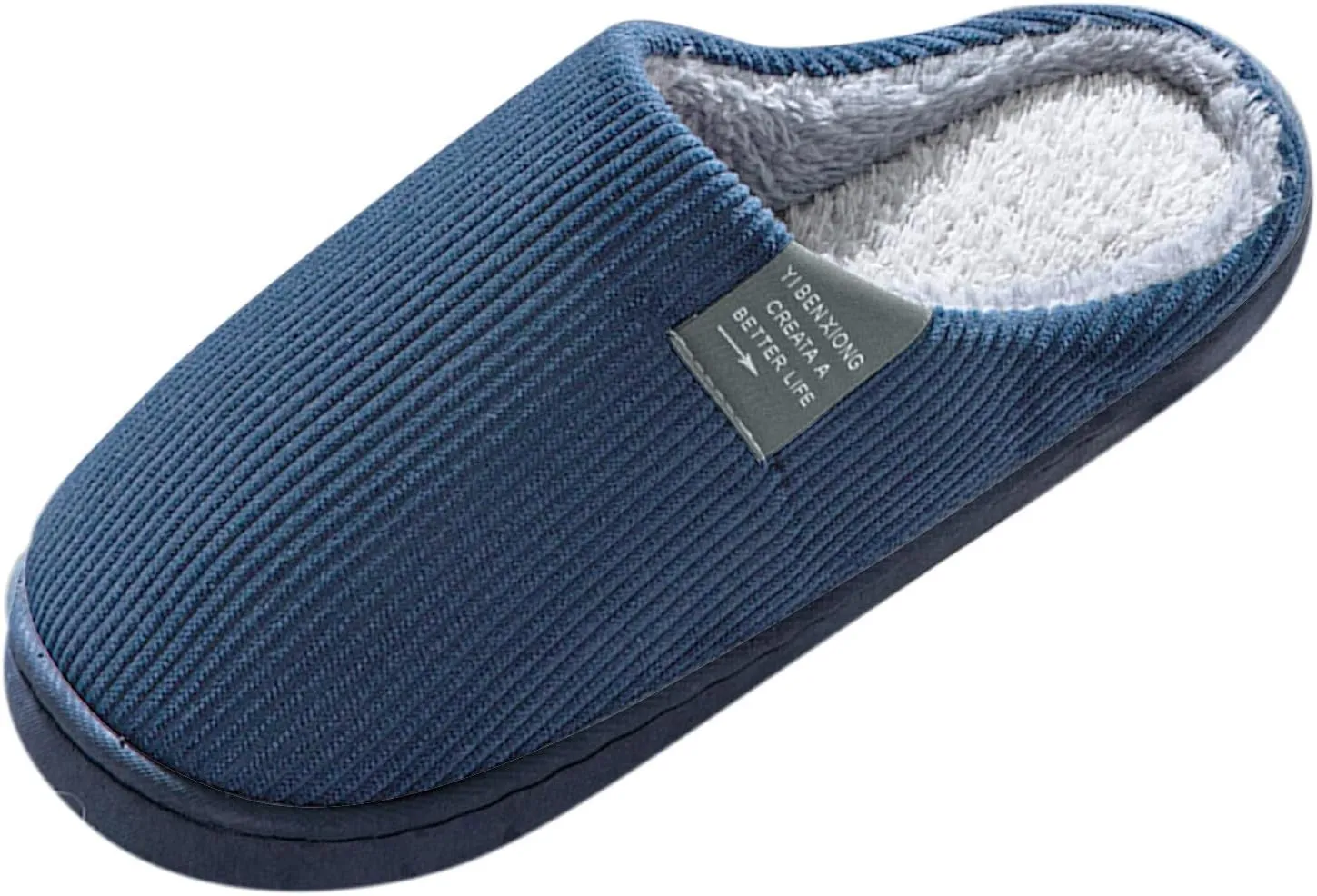 Roorsily Soft Plush Slippers for Men Comfortable Memory Foam Slippers Fleece Lined Cotton Slippers Winter Indoor Slippers