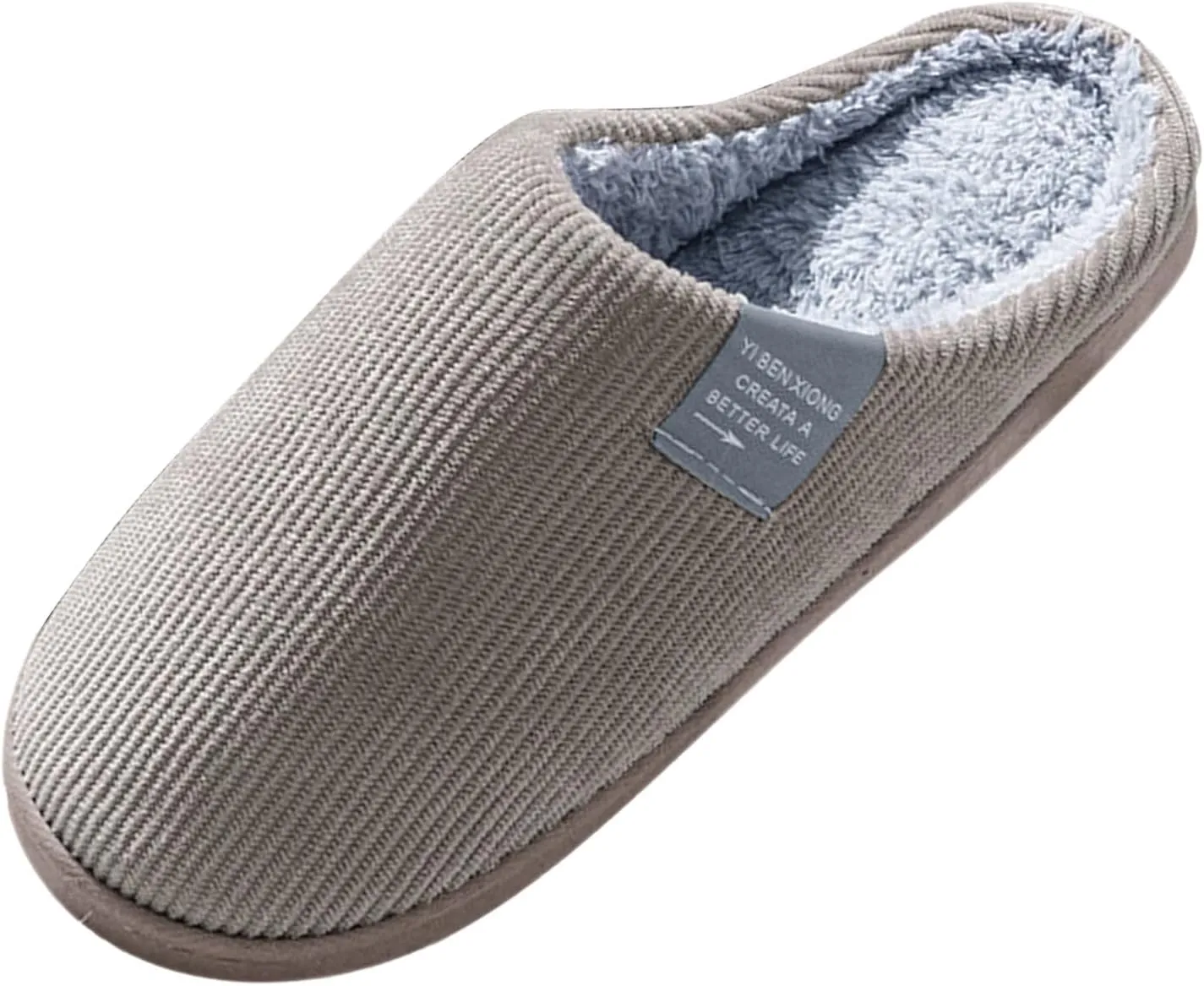 Roorsily Soft Plush Slippers for Men Comfortable Memory Foam Slippers Fleece Lined Cotton Slippers Winter Indoor Slippers