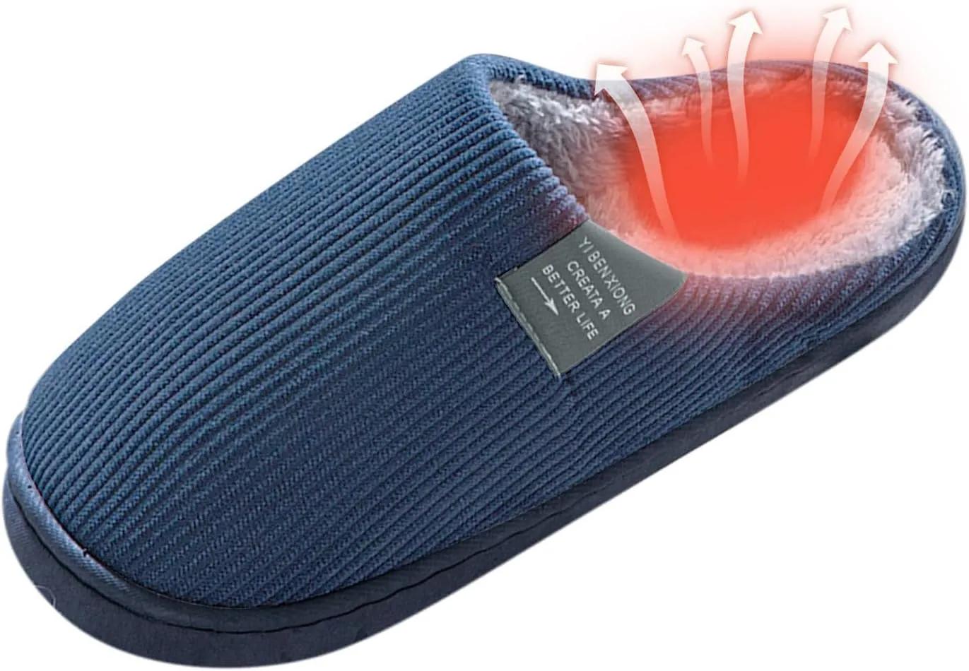 Roorsily Soft Plush Slippers for Men Comfortable Memory Foam Slippers Fleece Lined Cotton Slippers Winter Indoor Slippers