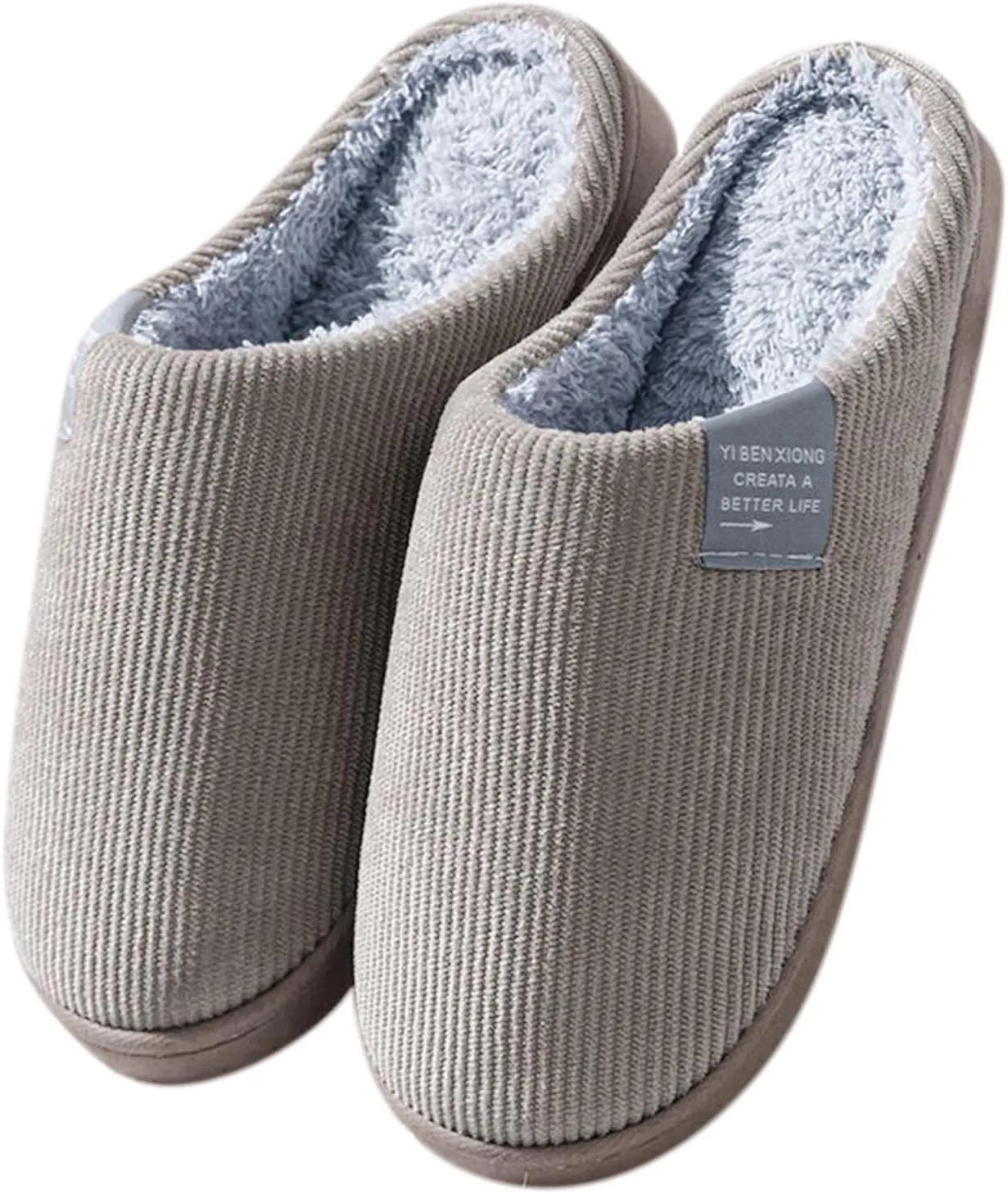 Roorsily Soft Plush Slippers for Men Comfortable Memory Foam Slippers Fleece Lined Cotton Slippers Winter Indoor Slippers