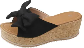 Sandals for Women 2025 Slide Plus Size High Heeled Bow-Knot Platform Wedge Sandals Comfortable Open Toe Non-Slip Walking Slippers Summer Thong Fashion Outdoor Beach Sandal 2025